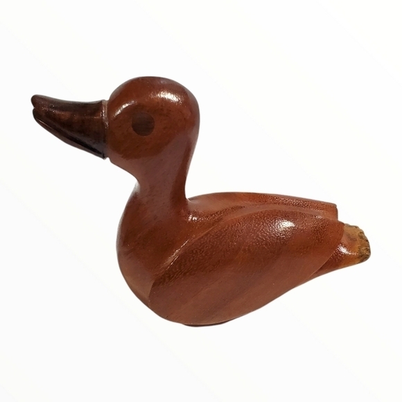 Hand carved solid dark wood duckling small 3" - Picture 4 of 13
